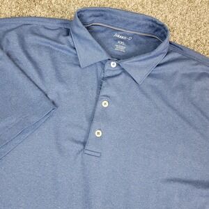 Johnnie O Mens 2XL Solid Blue Gray Performance Stretch Golf Polo Short Sleeve